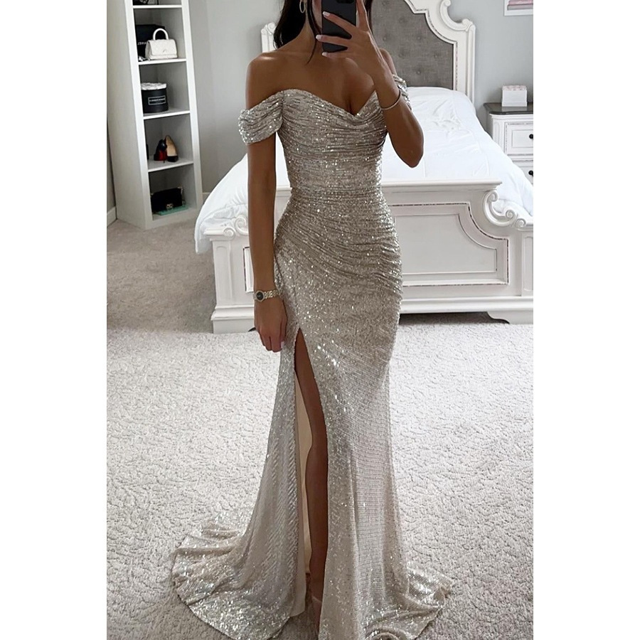 Robe longue noire élégante à une épaule, Style hôtesse, nouvelle mode pour femmes, spectacle de bal, examen d'art, robe de réunion annuelle