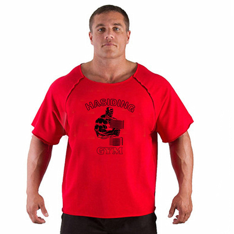 T-shirt de sport en coton pour homme, maillot de course, t-shirt d'entraînement respirant, t-shirt de fitness, t-shirts de gym