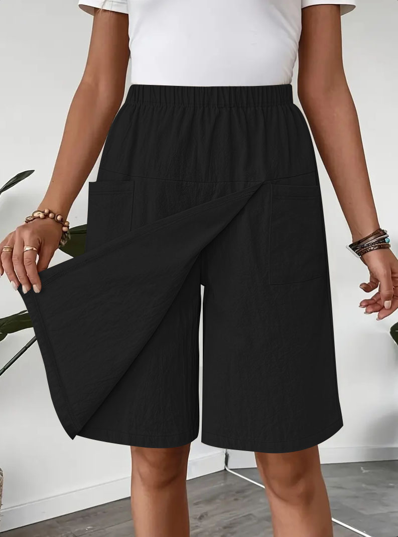 Nouveau pantalon jupe fendue européenne et américaine pantalons décontractés pour femmes en été décontracté ample couleur unie pantalon à cinq points à jambes larges
