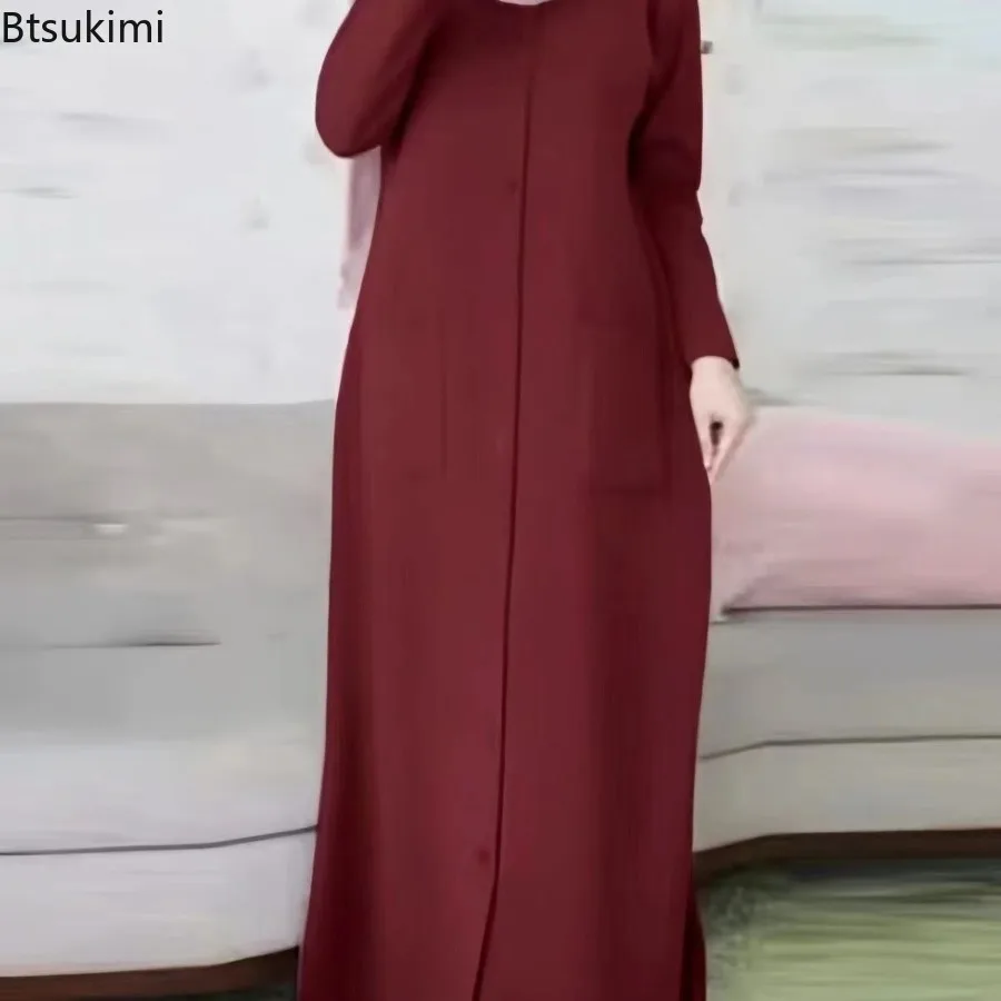 Abaya-Robe à manches longues pour femmes musulmanes, chemise décontractée, Hijab arabe, Ramadan, Turquie, vêtements islamiques, monochromatique, mode printemps
