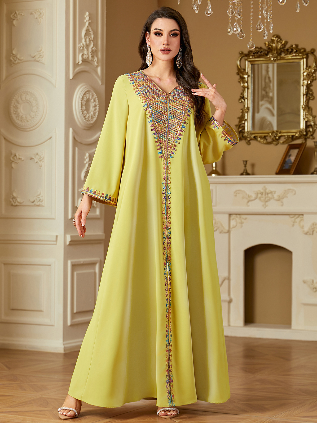 Robe Eid pour femmes Abaya broderie fête robes longues Caftan musulman Robe Jalabiya Ramadan dubaï caftan 2025 robes Largos