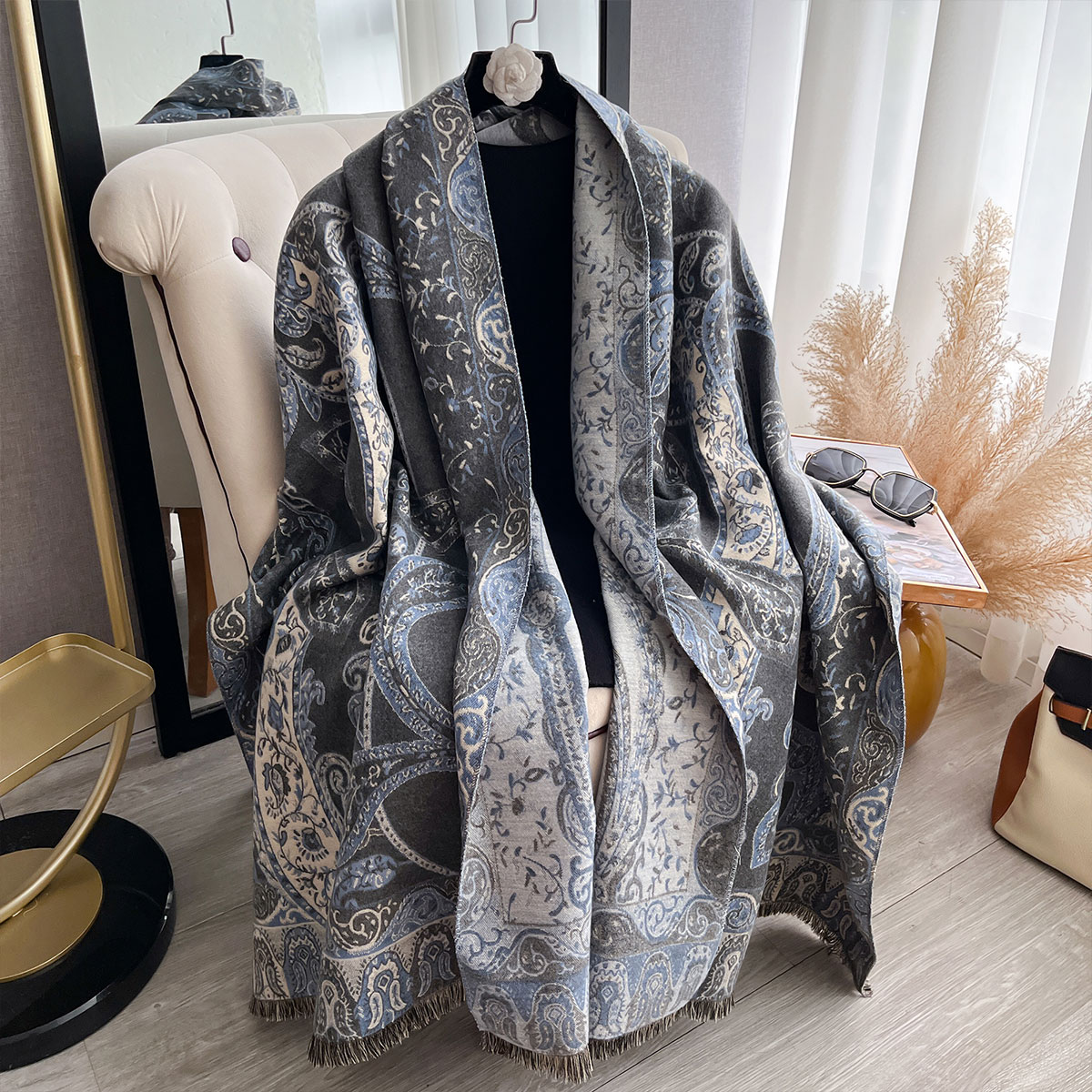 Nouveau luxe hiver Paisley double face cachemire Jacquard foulards de haute qualité femmes épaissir Wrap châle dames laine Pashmina écharpe
