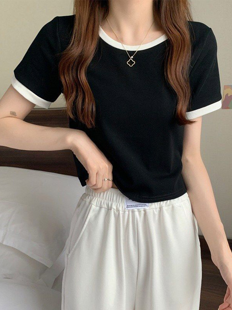2025 tout nouveau T-Shirt femme col rond T-Shirt court femmes T-Shirt femme T-Shirt hauts t-shirts bas mince jeune Style chemises pour femme