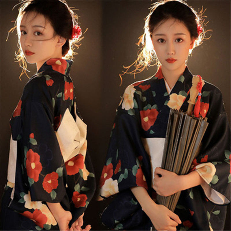 Robe de soirée Yukata pour femmes, Kimono, tendance nationale, Sexy, avec Obi, nouveauté, Costume de Cosplay japonais, Floral, taille unique