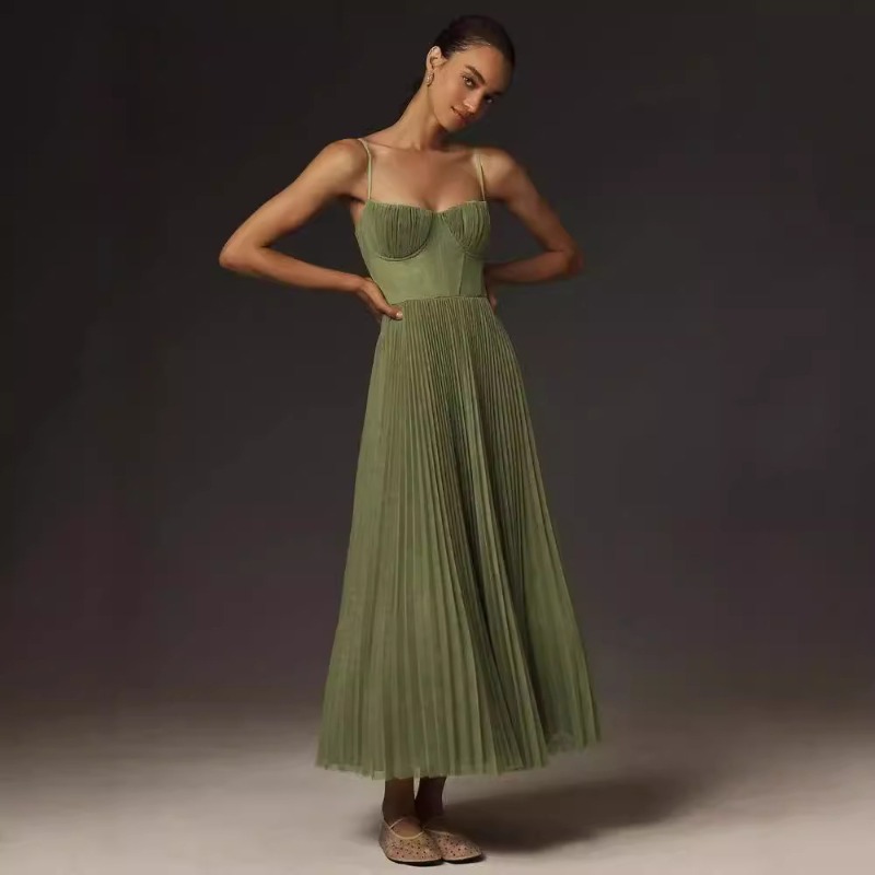 Nouvelles femmes robe de soirée Sexy vert licou dos nu robe longue dames sans manches profonde V mince robes de demoiselle d'honneur pour femme 2025