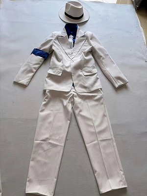 Ensemble de costume blanc pour enfants avec chapeau et brassard bleu, tenue de spectacle pour enfants
