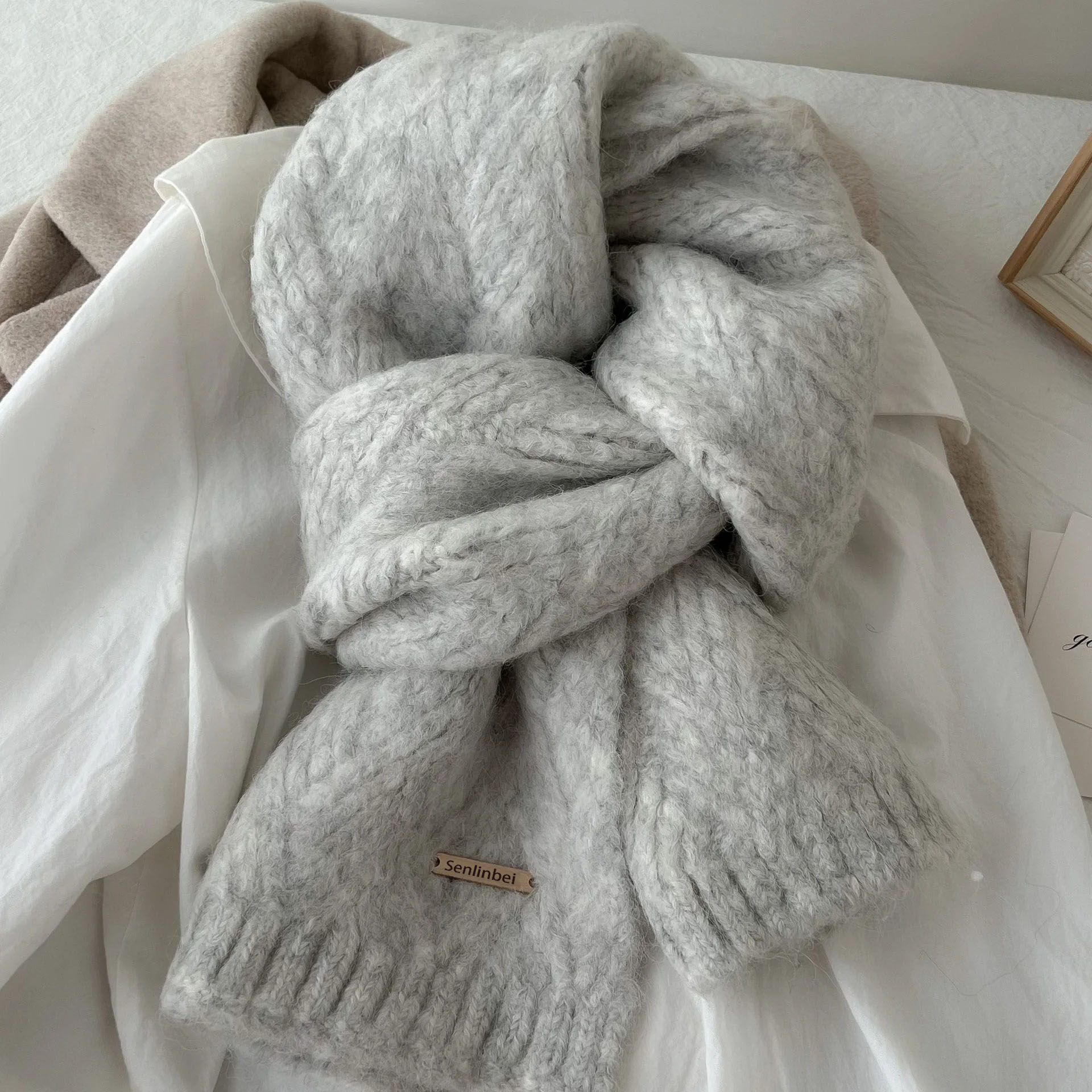 Écharpe en laine d'alpaga tricotée pour femmes, nouvelle version coréenne automne-hiver, polyvalente, épaisse et chaude