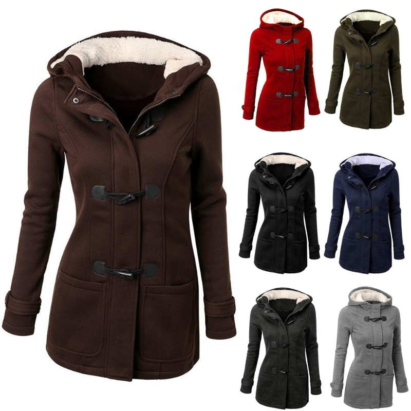Cardigans à capuche pour femmes, vestes à boutons en corne, manteau polaire, vêtements d'extérieur, hiver, livraison directe