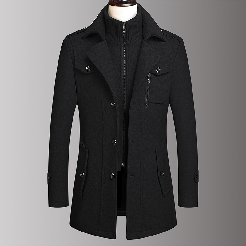 Manteau en laine à Double col pour hommes, beau manteau en laine à la mode pour hommes d'âge moyen, Style Business, haute qualité, automne hiver