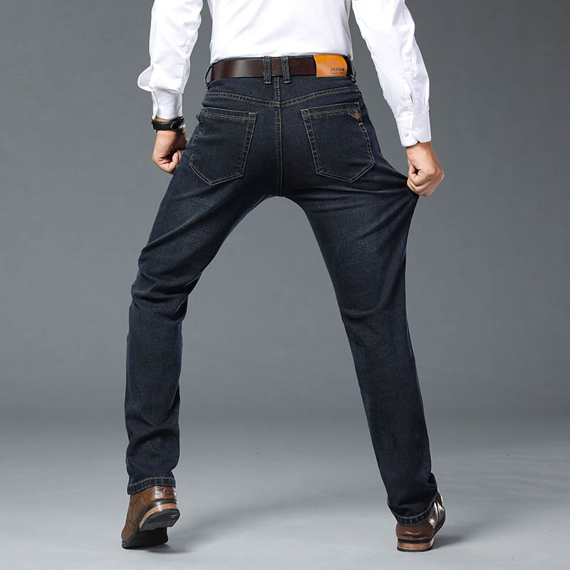 Grande taille 28-46 printemps automne classique pantalon d'affaires homme marque hommes mode jean décontracté droit élasticité Denim pantalon