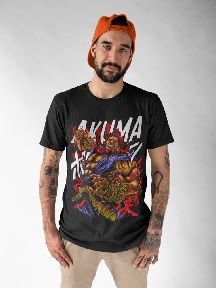 T-shirt graphique Akuma exacki, Karaté, Jeux vidéo, Gastronomie Shirt
