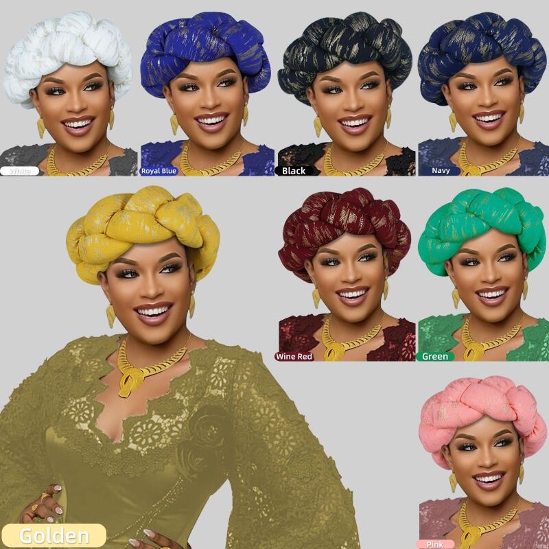 Bandeau tressé surdimensionné pour femme, accessoire de coiffure pour mariage et fête, turban, coiffe Auto Gele