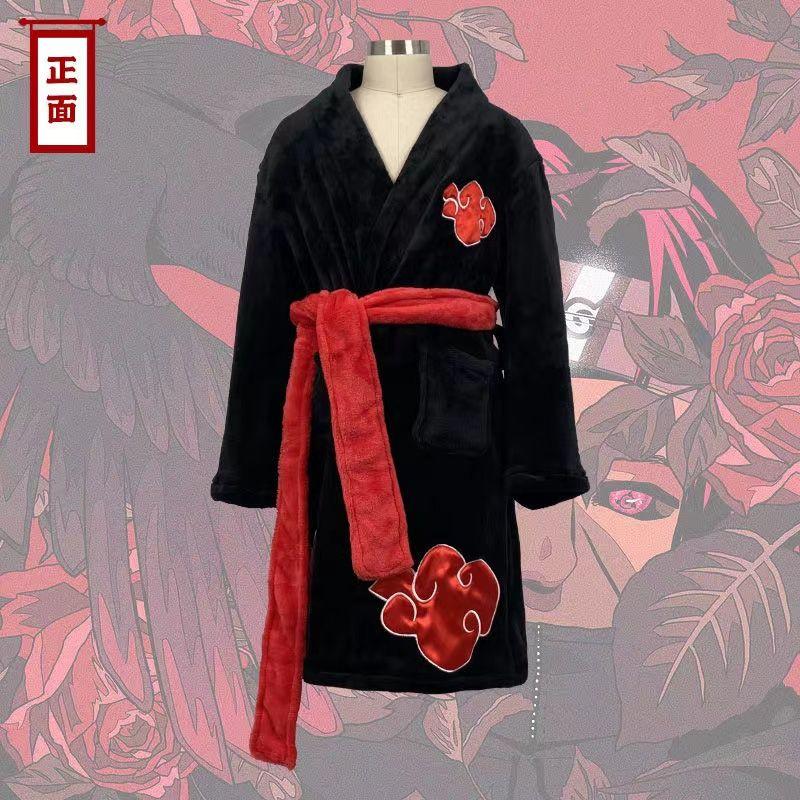 Peignoir épais en flanelle Anime Uchiha Itachi Génération 4 Fire Shadows Robe Uzumaki Akatsuki, Robe de Chambre Thermique Hiver, Pyjama