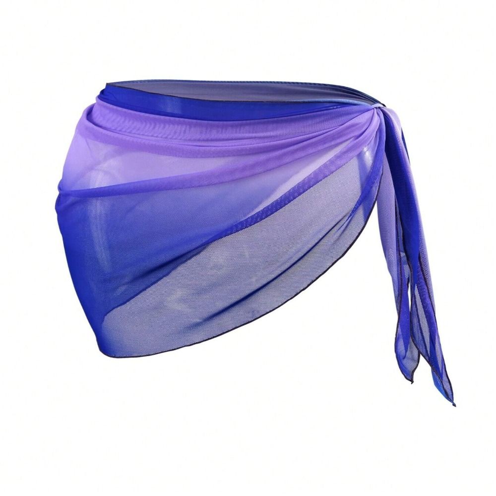 Robe de plage en mousseline de soie, longueur courte, tissu transparent, sarong respirant à séchage rapide, couleur dégradée, paréo de bikini