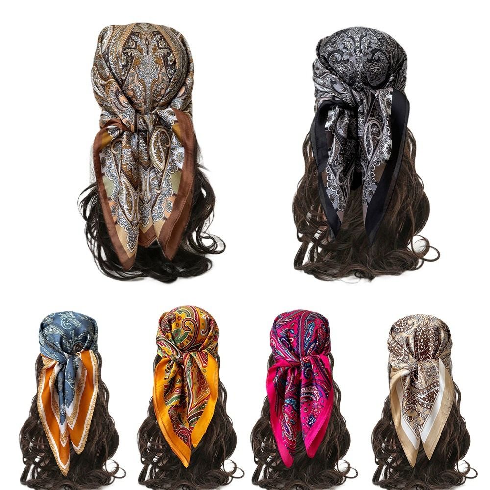 Foulard carré imprimé imitation soie pour femme, écharpe de cou, châle, foulard pour cheveux, poignet, tête, hijab, bandana, collection printemps