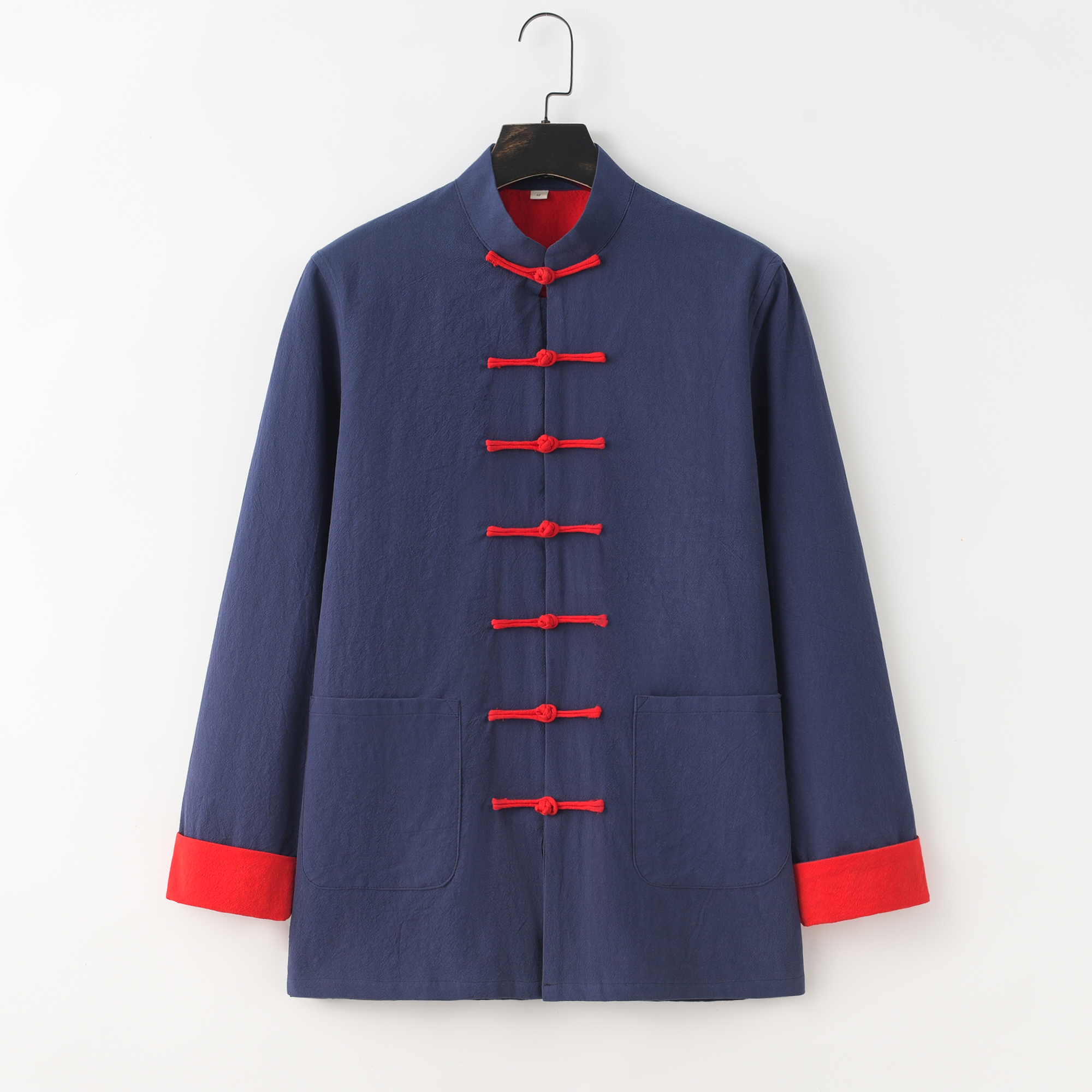Costume d'arts martiaux chinois pour hommes, double couche, coton, confortable, ample, manches longues, kung fu, tang traditionnel, tai chi, manteau de vêtements, automne