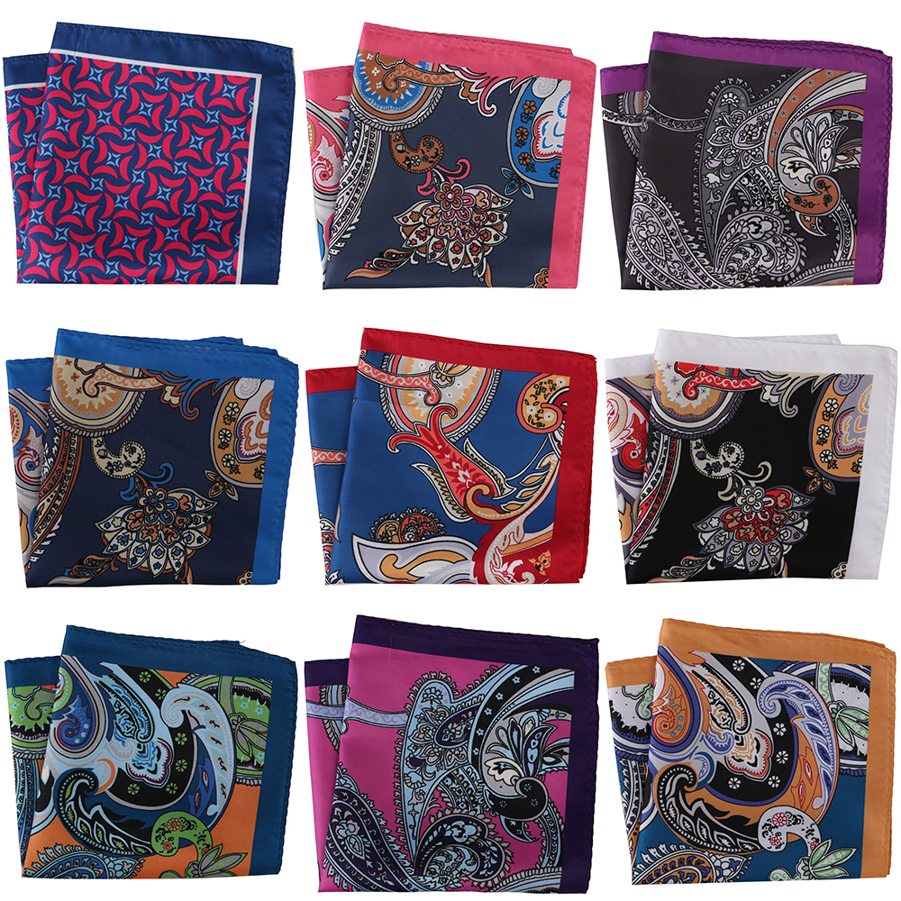 Tailleur Smith costume de luxe pour hommes carrés de poche 30x30 cm grande taille affaires imprimé Floral Paisley solide point Hankies serviette de poitrine