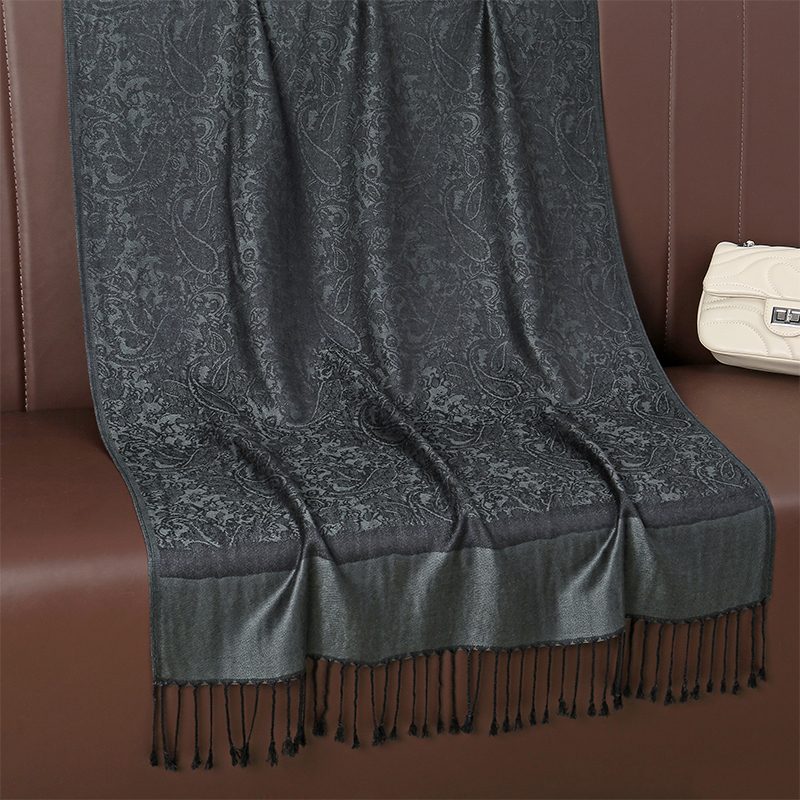 [T003] 1pc bohème mode Paisley Jacquard Pashmina écharpe gland dames Hijab châle enveloppement hiver adapté pour un usage quotidien