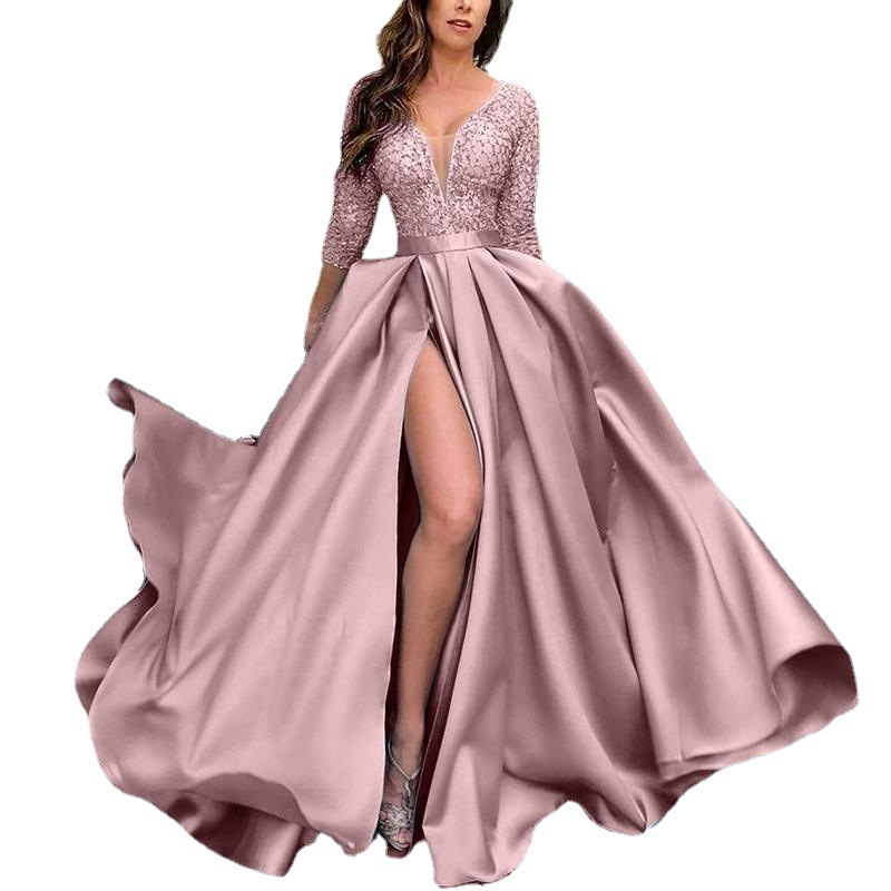 Robes pour femmes Printemps-Été 2026, dentelle, paillettes, grande jupe ample, robe de soirée sexy à longue traîne, vêtements pour femmes, vestidos