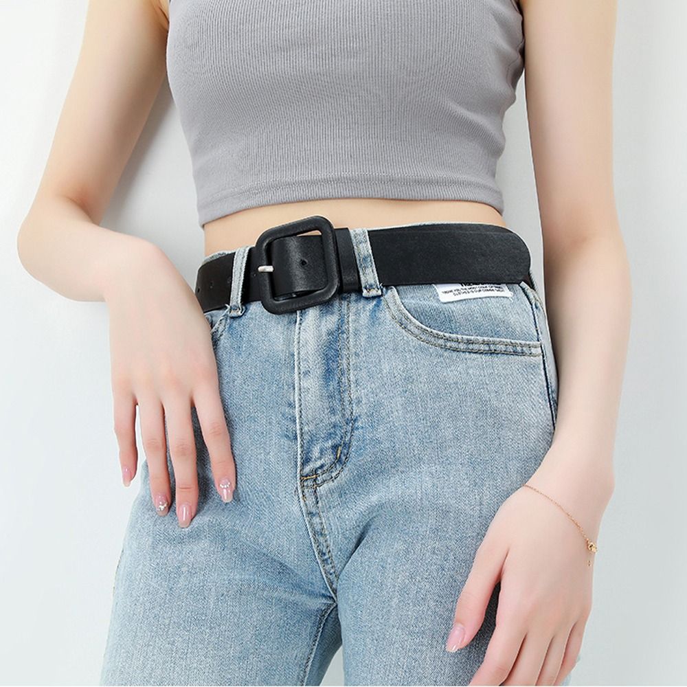 Ceinture en cuir vintage pour femme, couleur bonbon, avec boucle carrée, fine, pour pantalon ou robe