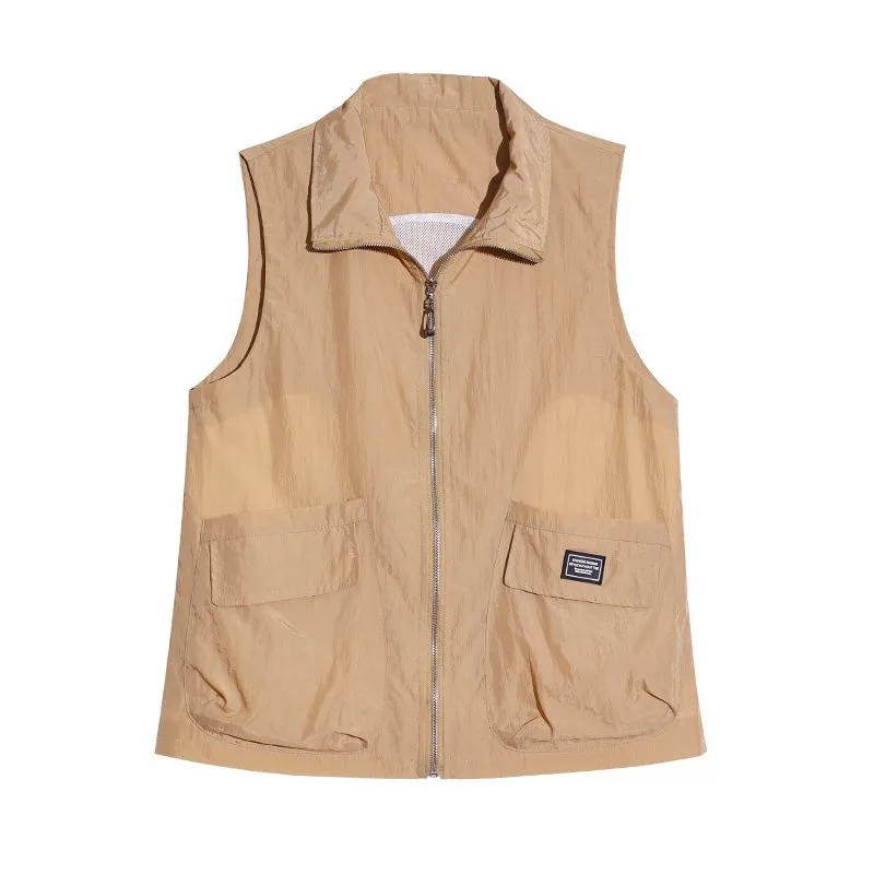 Gilet court et fin pour femme, sans manches, nouvelle collection printemps/été 2026, décontracté, ample, veste légère, gilet zippé pour femme