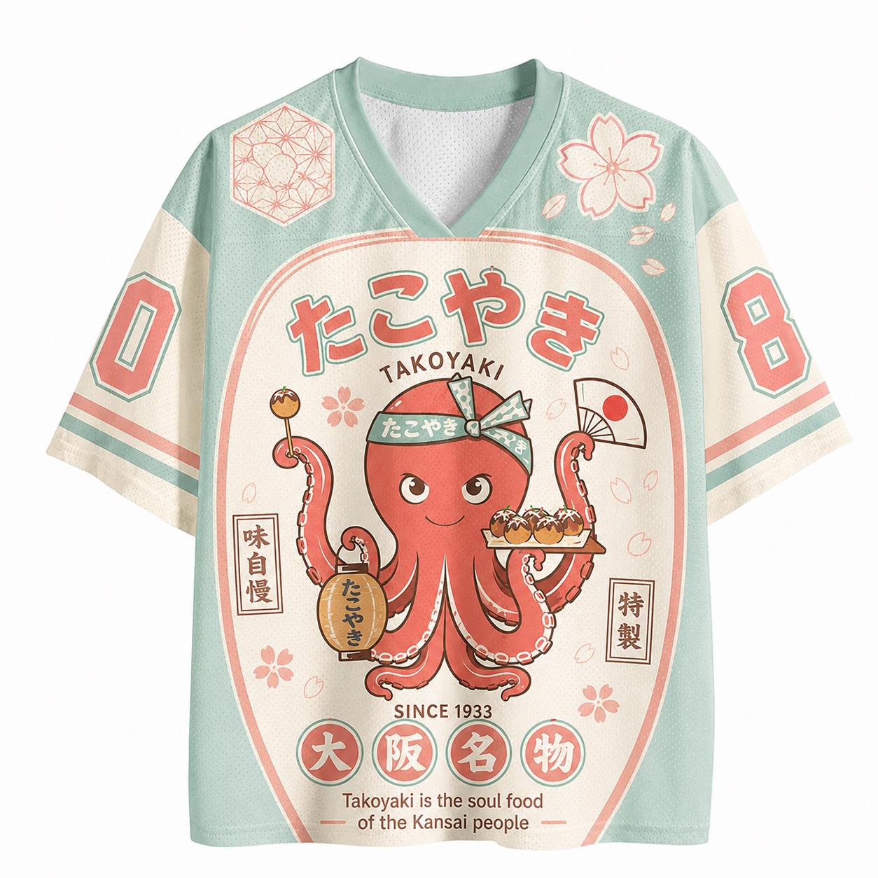Maillot de hockey sur glace à motif Ukiyo-e rétro japonais, imprimé poisson-bouffant ivre, streetwear Harajuku, chemise à col en V