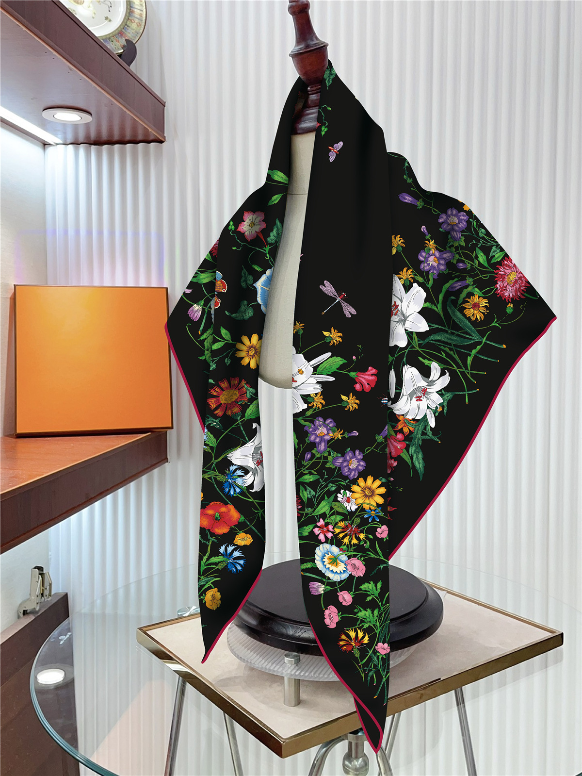 Foulards Carrés Imprimés de Plantes et Fleurs pour Femme, Châles Enveloppants, Bandana, Hijabs pour Dame, 90cm