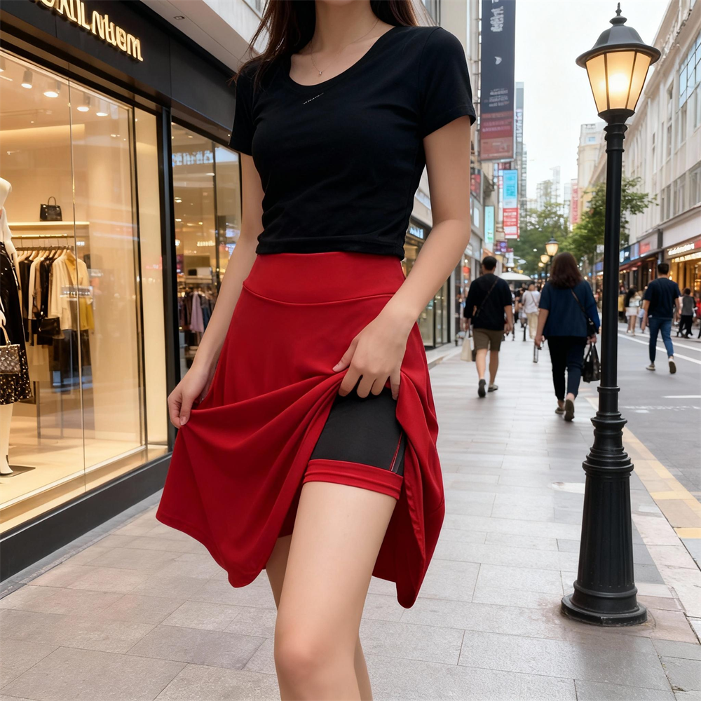Jupe longue de 55cm, taille haute, doublure intérieure, short, demi-jupe aux genoux, mode femme, vêtements de danseuse décontractés, jupes plissées moelleuses