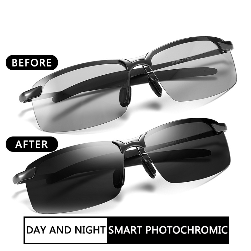Lunettes de soleil photochromiques polarisées pour hommes, lunettes caméléon, lunettes de soleil pour hommes, changement de document, vision jour et nuit, lunettes de conduite, uv400