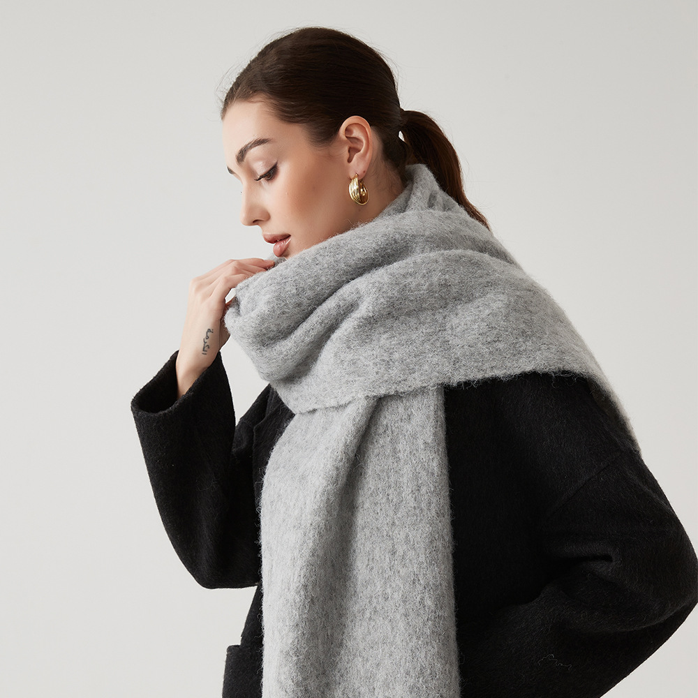Écharpe en cachemire Mohair pour femme, 40x210cm, châle uni rose, à la mode, chaud, automne hiver