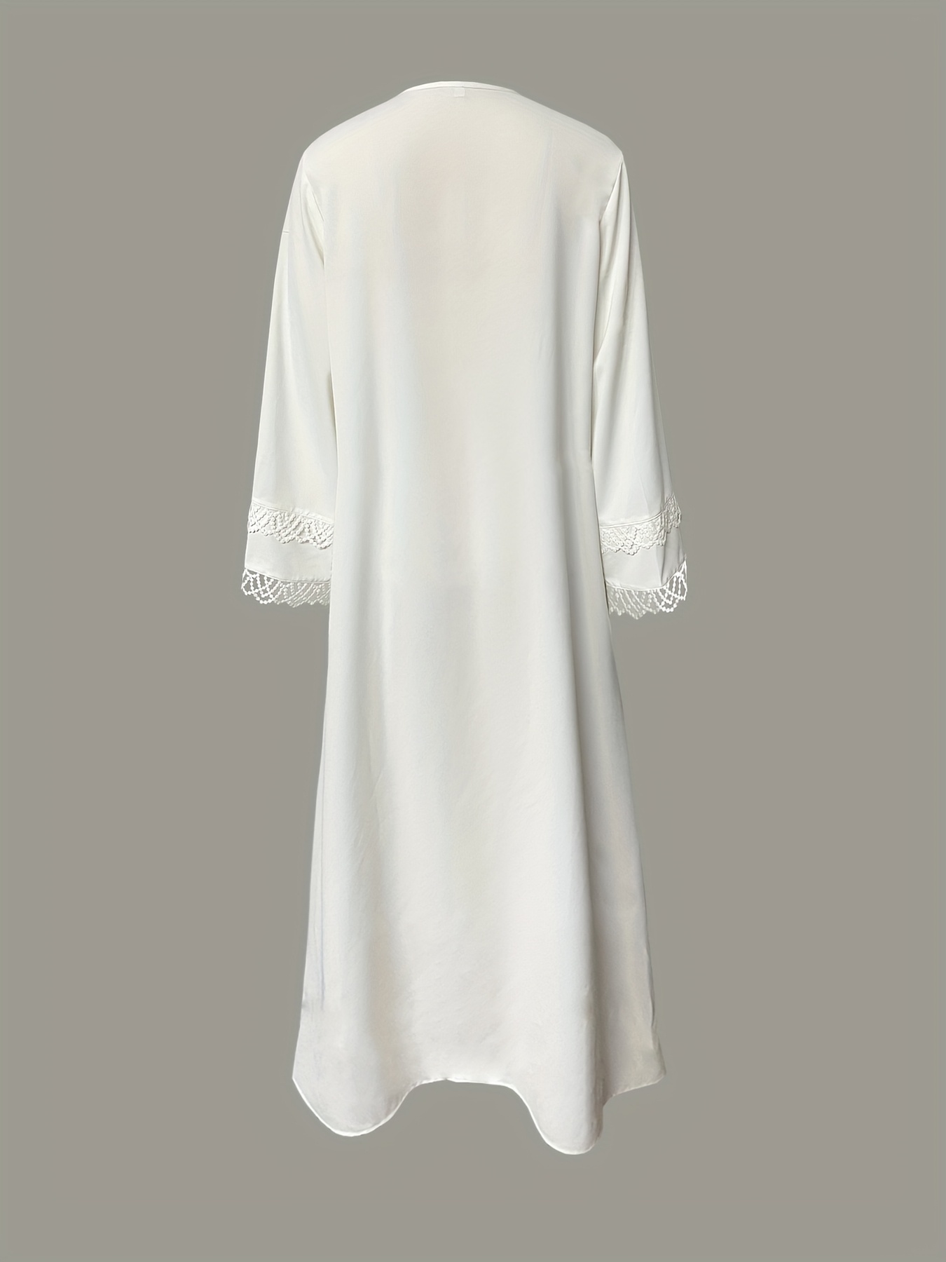 Style ethnique moyen-orient élégant ouvert devant couleur unie Robe nouveau musulman ample confortable respirant plage vacances blanc Cardigan dubaï saoudien traditionnel à manches longues Cardigan en dentelle robe de soirée