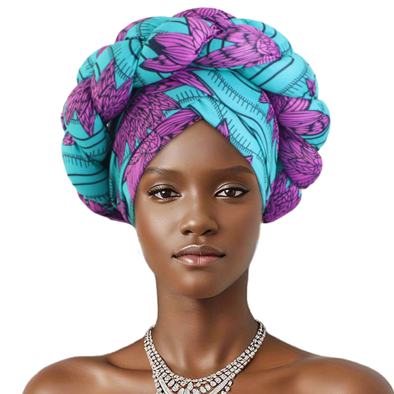 Nouveau imprimé africain torsadé grande tresse Turban chapeau musulman Hijab chapeau élastique bandeau foulard Ramadan foulard Beanie chapeaux