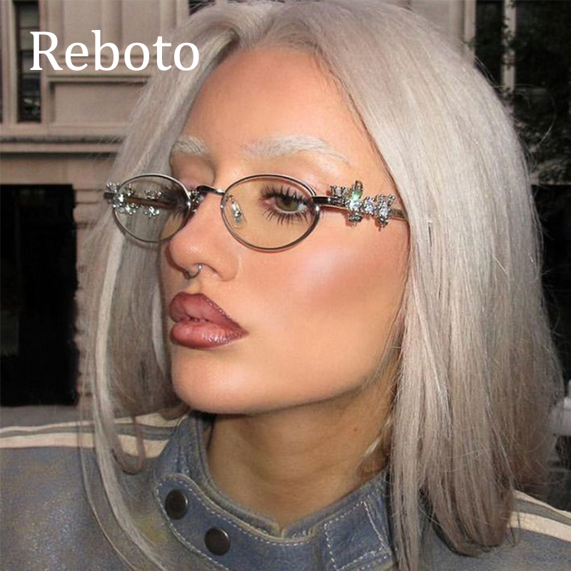 Petites lunettes de soleil ovales sexy pour femmes, monture en métal vintage, lunettes d'ordinateur décoratives, mode rétro, mignon, nouveau