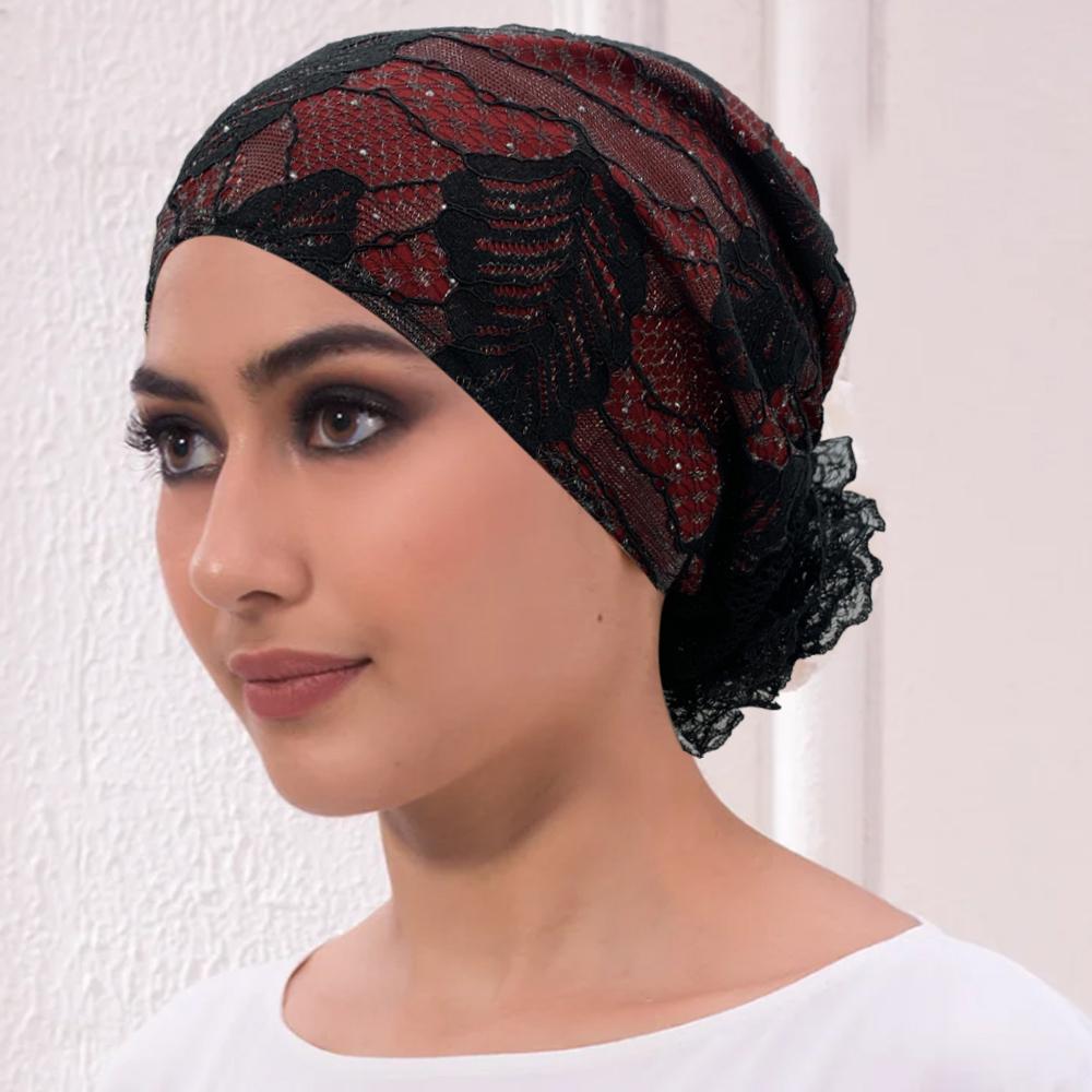 Casquette turban brodée pour femme, couvre-chef respirant, bonnet musulman, sous écharpe, chapeaux de chimio contre le cancer, été