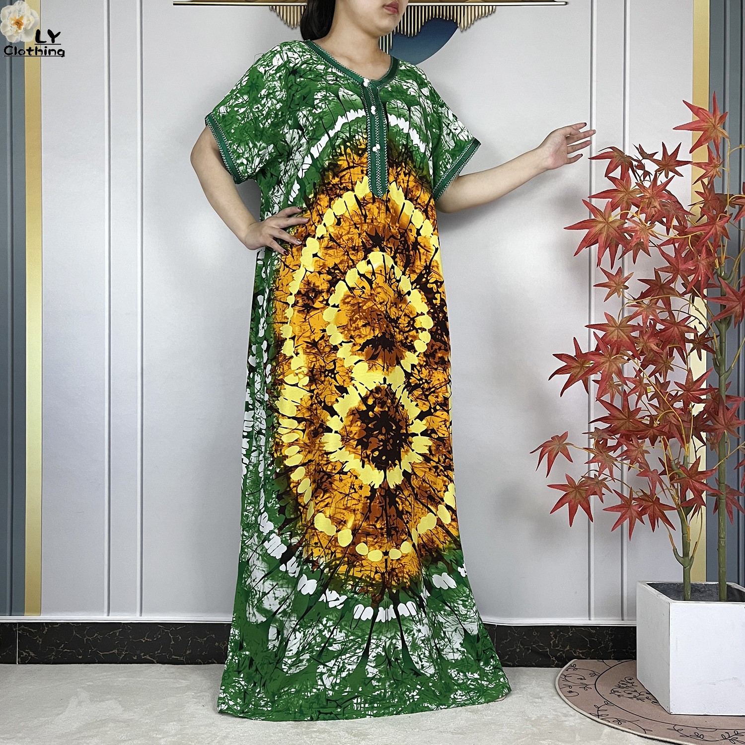 Nouvelle Robe Abaya Musulmane de Dubaï 2026 pour Femme, en Coton, Tendance, pour Fête, Maxi, Manches Courtes, Vêtement Africain d'Été