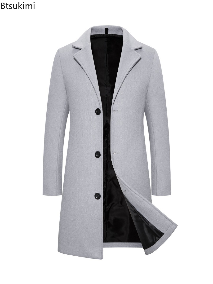 Manteaux en laine pour hommes, mode simple boutonnage, Business décontracté, Slim, coupe-vent, nouveaux vêtements pour hommes, pardessus, automne hiver 2026