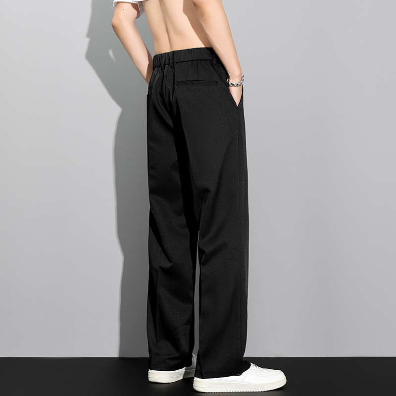 Pantalon décontracté ample et fluide pour homme, style coréen, coupe droite, léger, été 2026, kaki, gris foncé, noir
