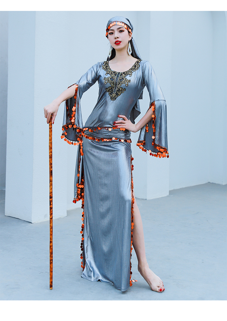 Robe Saidi de danse du ventre pour femmes, Performance individuelle de groupe, costume de concours de danse folklorique, Robe une pièce brodée avec paillettes