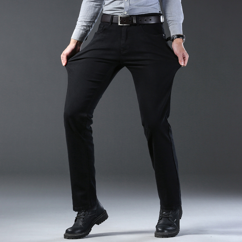 Jean en Denim noir pour hommes, nouvelle Version coréenne, doux et confortable, extensible, coupe régulière, mode décontractée, coton, Business