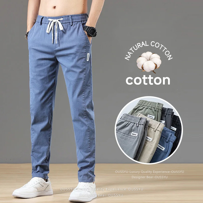 Pantalon Chino Cargo en Twill pour Homme, Taille Élastique, Couleur Unie, Coton Classique, Style Décontracté et Habillé, Collection Été 2026 de la Marque [Nom de la Marque]