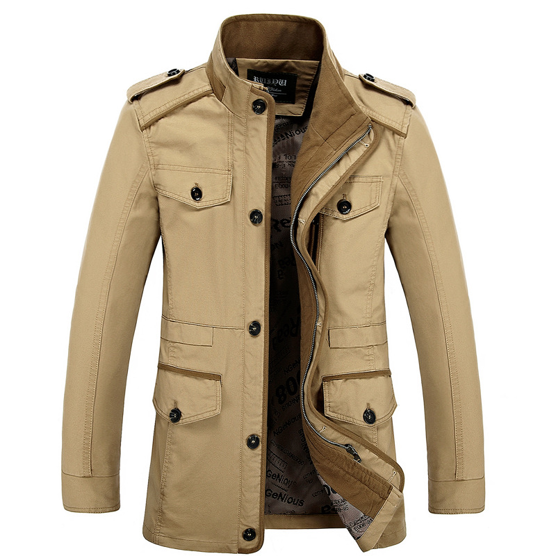 Manteau trench décontracté en coton pour homme, nouvelle collection printemps-automne, mi-long, style business pour homme d'âge moyen