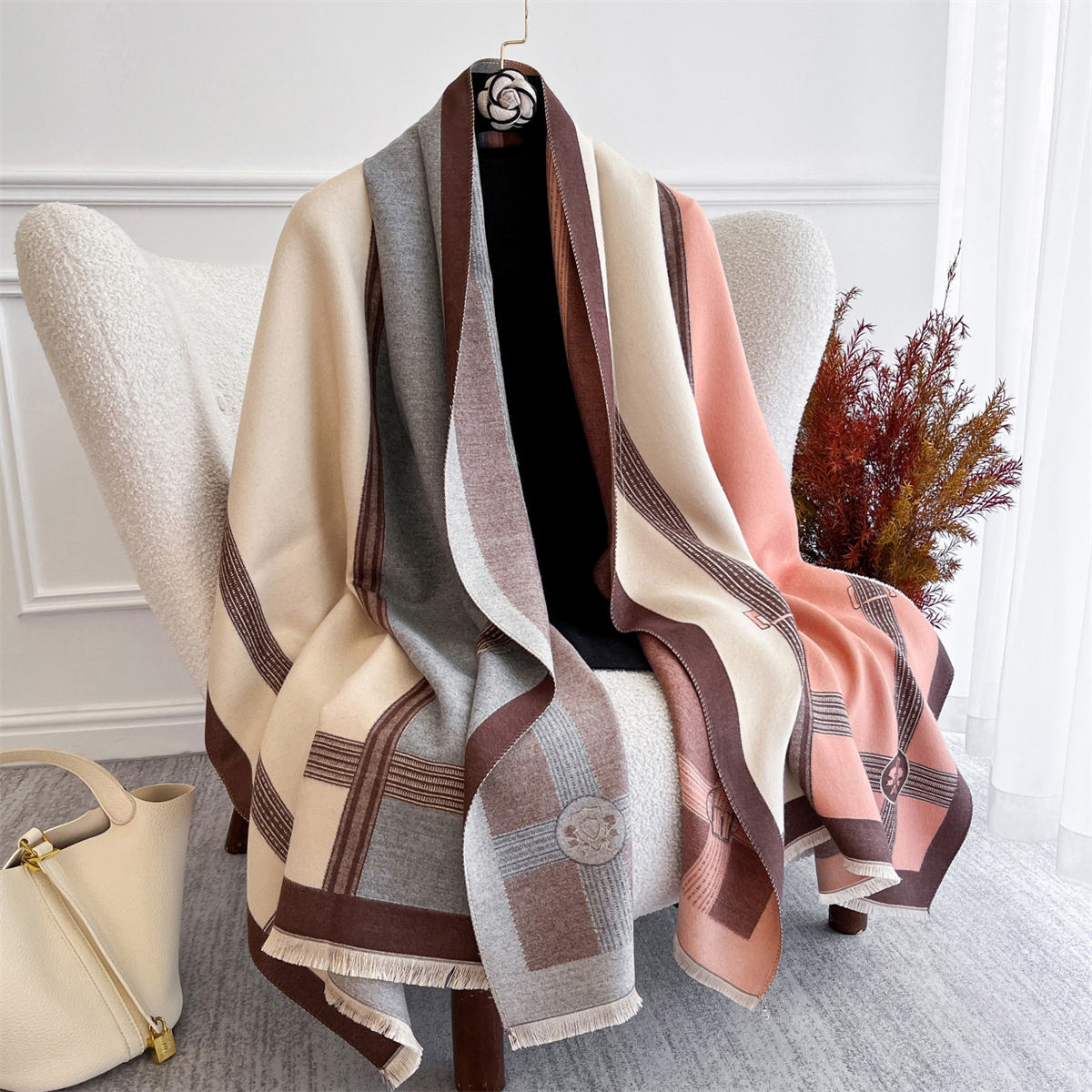 Nouveau hiver châle foulards Wrap 2025 Design cachemire écharpe femmes chaud mode Pashmina féminin Poncho foulard Echarpe Bandana