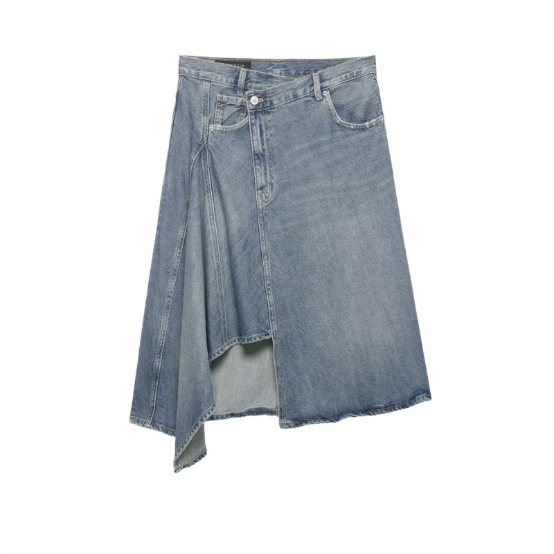 Jupe en jean asymétrique pour femme, nouvelle collection printemps, décontractée, taille mi-haute, avec poches, jupes en dentelle pour femme, jupes chic et tendance pour femme