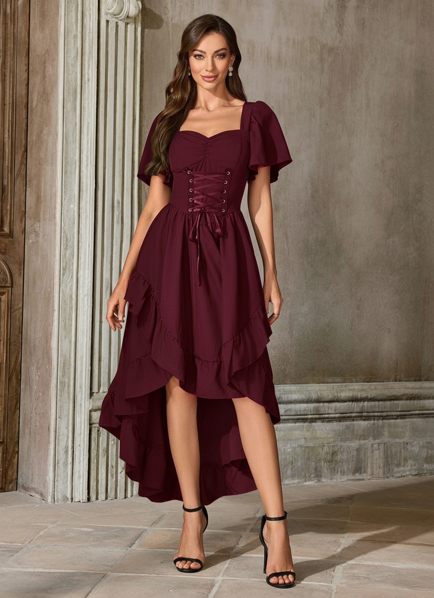 Robe Renaissance pour femmes Cottagecore, robe de Costume haut et bas à la mode