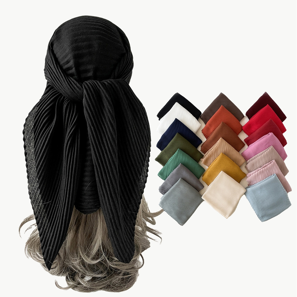 Foulard bandana en coton pour femmes, écharpes Hijab pour dames, châles carrés de 90cm, enveloppes de cou doux