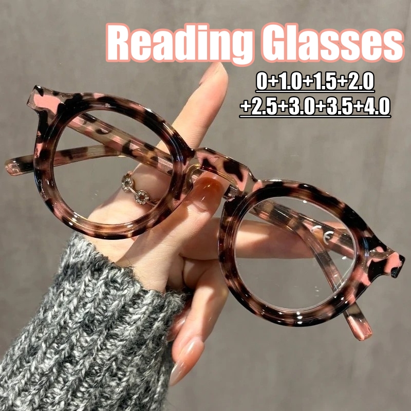 Lunettes de lecture rondes rétro pour femmes, mode lointaine, vintage, anti-lumière bleue, avec verres de prescription + 1.0 + 1.5 + 2.0