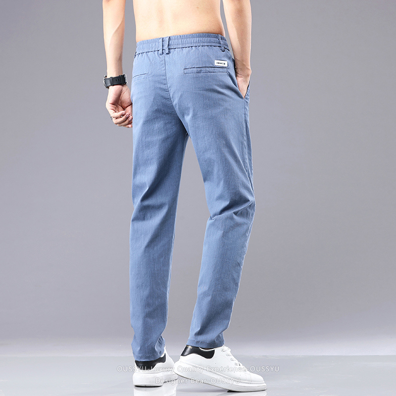 Pantalon Chino Cargo en Twill pour Homme, Taille Élastique, Couleur Unie, Coton Classique, Style Décontracté et Habillé, Collection Été 2026 de la Marque [Nom de la Marque]
