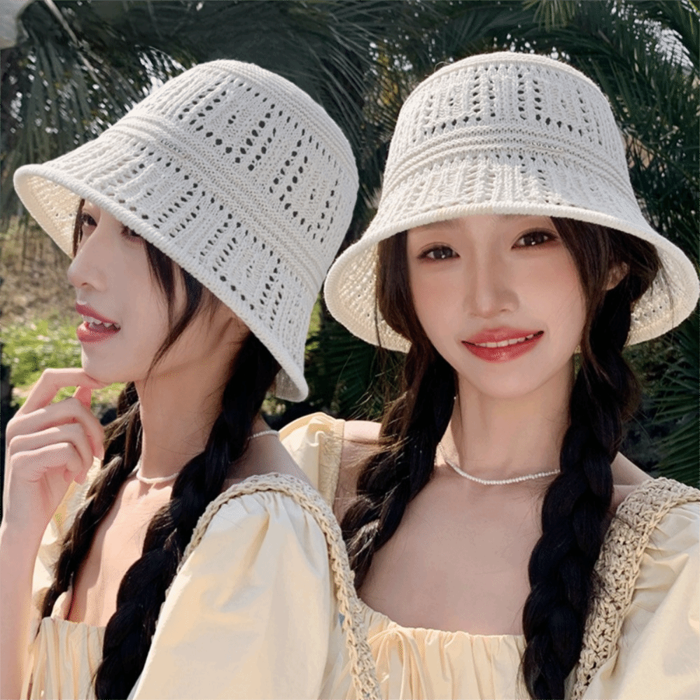 Chapeau de pêcheur tricoté décontracté, pliable, à large bord, ajouré, pour la plage, protection solaire, respirant, chapeau de soleil d'été
