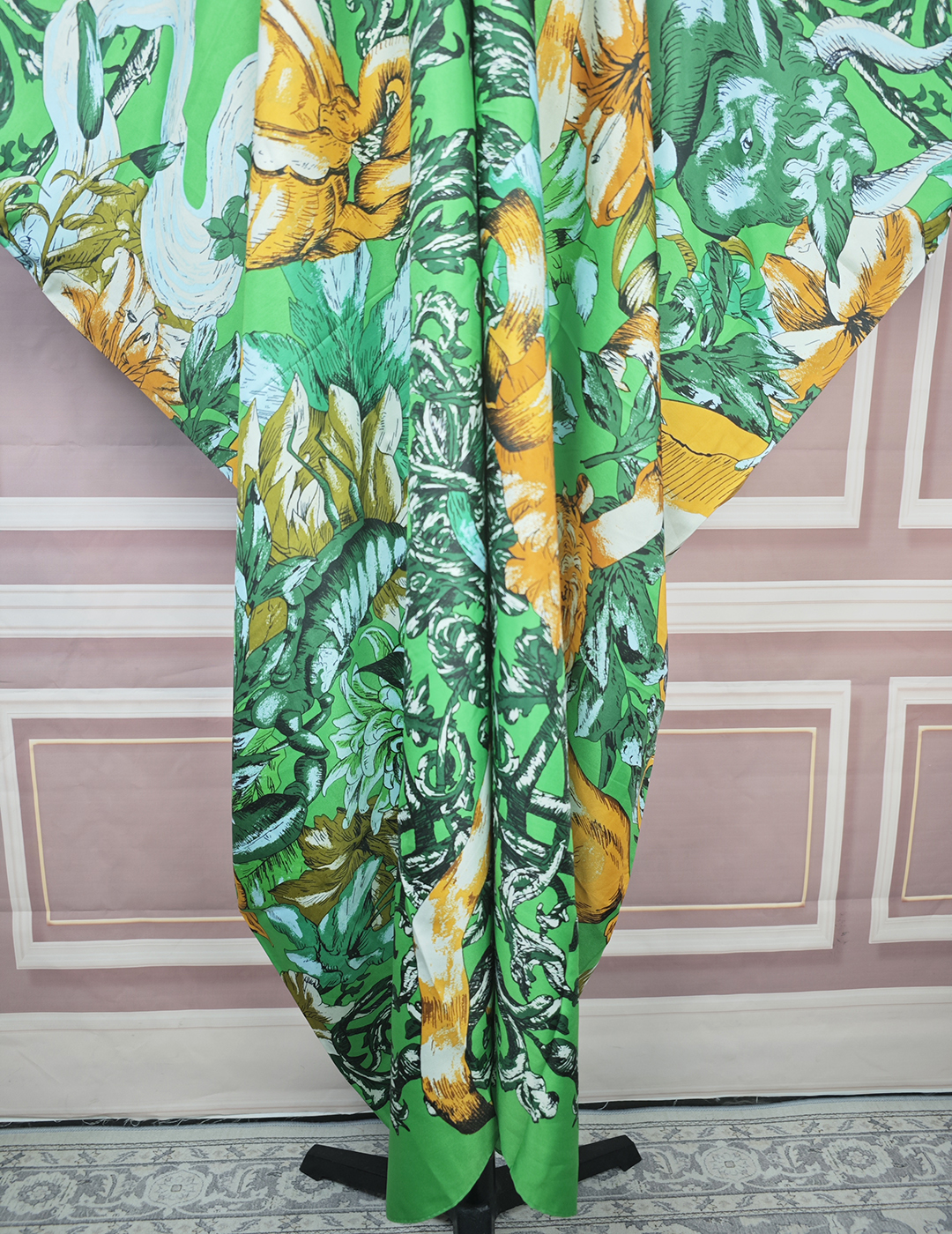 Vêtements de plage d'été robe caftan ample élégant imprimé femmes musulmanes Boho col en v soie robe Maxi femme africaine Streetwear Abaya