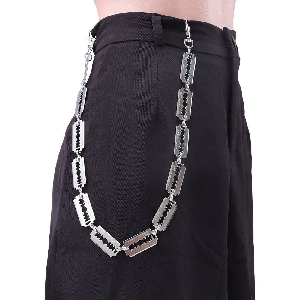 Chaîne de pantalon en métal tendance européenne et américaine, unique, minimaliste et audacieuse, chaîne de taille punk à la mode pour jeans